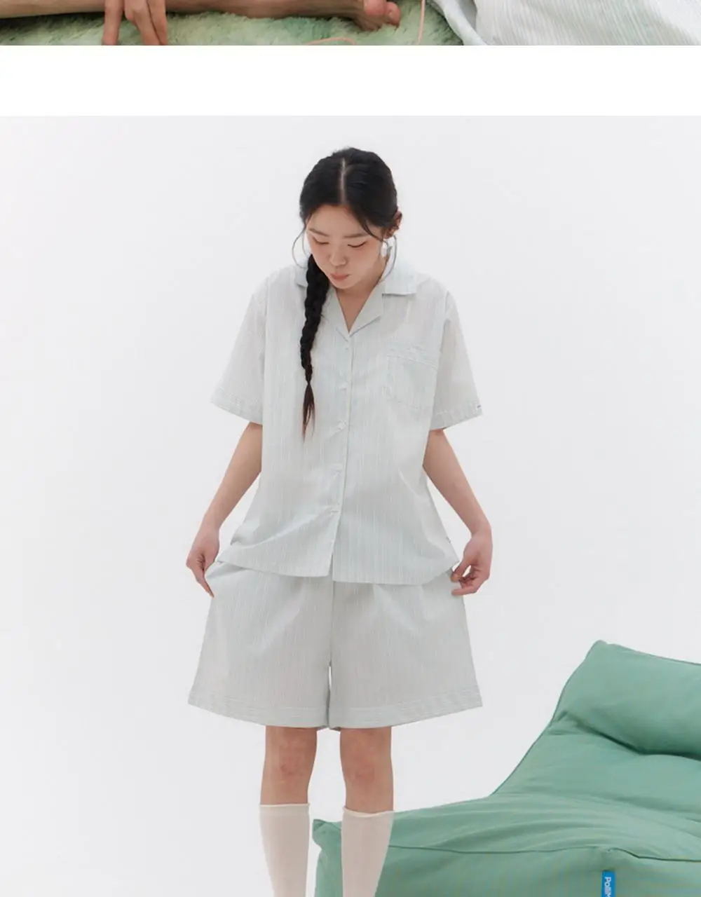[곽민경 PICK] 오프아워 타이드리듬 치즈폼 반팔 잠옷 세트 (M / L / XL) 상세페이지 8